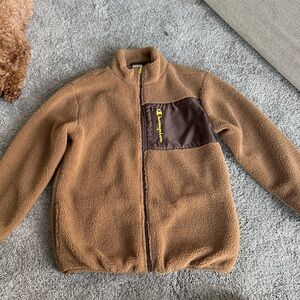 Champion Brown Sherpa Fleece Jacket with Dark Brown Chest Pocket